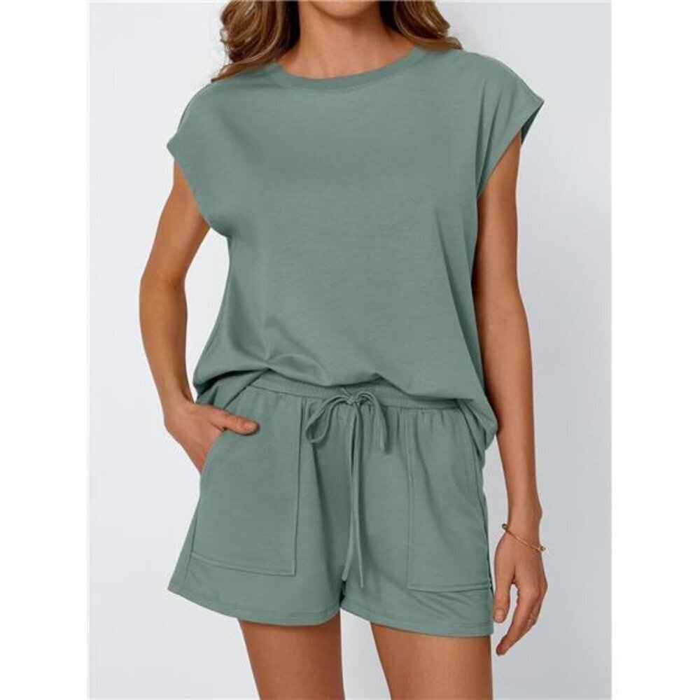 Round Neck Cap Sleeve Top and Shorts Set - Picture 8 of 16